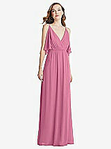 Alt View 3 Thumbnail - Orchid Pink Convertible Cold-Shoulder Draped Wrap Maxi Dress