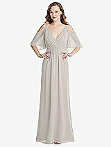 Alt View 1 Thumbnail - Oyster Convertible Cold-Shoulder Draped Wrap Maxi Dress