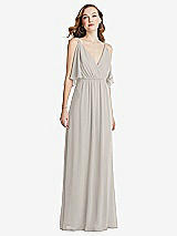 Alt View 3 Thumbnail - Oyster Convertible Cold-Shoulder Draped Wrap Maxi Dress