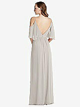 Rear View Thumbnail - Oyster Convertible Cold-Shoulder Draped Wrap Maxi Dress