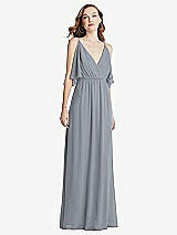 Alt View 3 Thumbnail - Platinum Convertible Cold-Shoulder Draped Wrap Maxi Dress