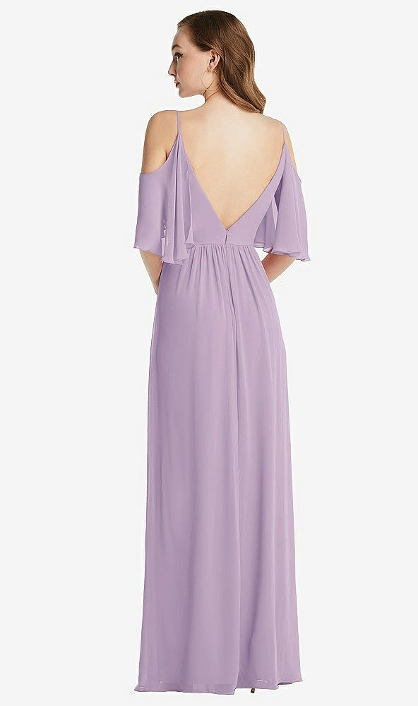 Back View - Pale Purple Convertible Cold-Shoulder Draped Wrap Maxi Dress