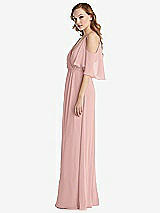 Side View Thumbnail - Rose Quartz Convertible Cold-Shoulder Draped Wrap Maxi Dress