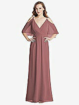 Alt View 1 Thumbnail - Rosewood Convertible Cold-Shoulder Draped Wrap Maxi Dress