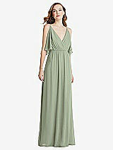 Alt View 3 Thumbnail - Sage Convertible Cold-Shoulder Draped Wrap Maxi Dress