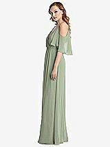 Side View Thumbnail - Sage Convertible Cold-Shoulder Draped Wrap Maxi Dress