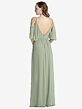 Rear View Thumbnail - Sage Convertible Cold-Shoulder Draped Wrap Maxi Dress