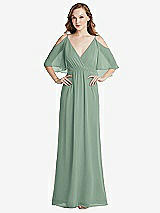 Alt View 1 Thumbnail - Seagrass Convertible Cold-Shoulder Draped Wrap Maxi Dress