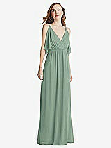 Alt View 3 Thumbnail - Seagrass Convertible Cold-Shoulder Draped Wrap Maxi Dress