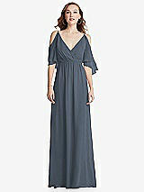 Front View Thumbnail - Silverstone Convertible Cold-Shoulder Draped Wrap Maxi Dress