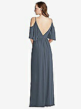 Rear View Thumbnail - Silverstone Convertible Cold-Shoulder Draped Wrap Maxi Dress