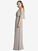 Side View Thumbnail - Taupe Convertible Cold-Shoulder Draped Wrap Maxi Dress