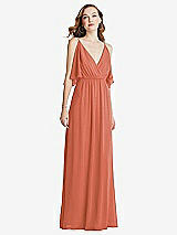 Alt View 3 Thumbnail - Terracotta Copper Convertible Cold-Shoulder Draped Wrap Maxi Dress