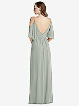 Rear View Thumbnail - Willow Green Convertible Cold-Shoulder Draped Wrap Maxi Dress