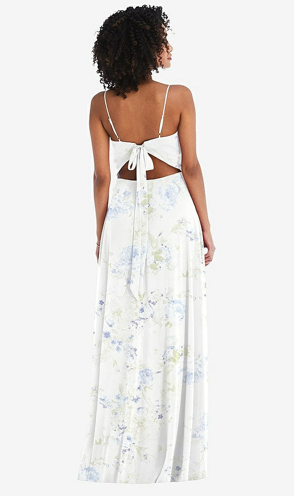 Back View - Bleu Garden Tie-Back Cutout Maxi Dress with Front Slit