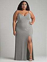 Alt View 1 Thumbnail - Chelsea Gray Tie-Back Cutout Maxi Dress with Front Slit