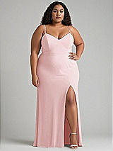 Alt View 1 Thumbnail - Ballet Pink Tie-Back Cutout Maxi Dress with Front Slit