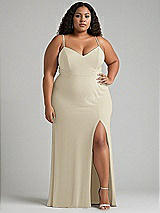 Alt View 1 Thumbnail - Champagne Tie-Back Cutout Maxi Dress with Front Slit