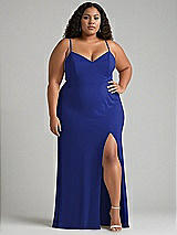 Alt View 1 Thumbnail - Cobalt Blue Tie-Back Cutout Maxi Dress with Front Slit