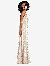 Side View Thumbnail - Coquette Floral Print Tie-Back Cutout Maxi Dress with Front Slit