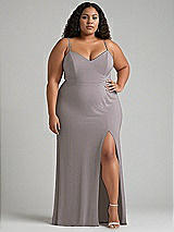 Alt View 1 Thumbnail - Cashmere Gray Tie-Back Cutout Maxi Dress with Front Slit