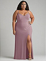 Alt View 1 Thumbnail - Dusty Rose Tie-Back Cutout Maxi Dress with Front Slit