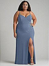 Alt View 1 Thumbnail - Larkspur Blue Tie-Back Cutout Maxi Dress with Front Slit