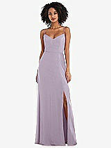 Front View Thumbnail - Lilac Haze Tie-Back Cutout Maxi Dress with Front Slit