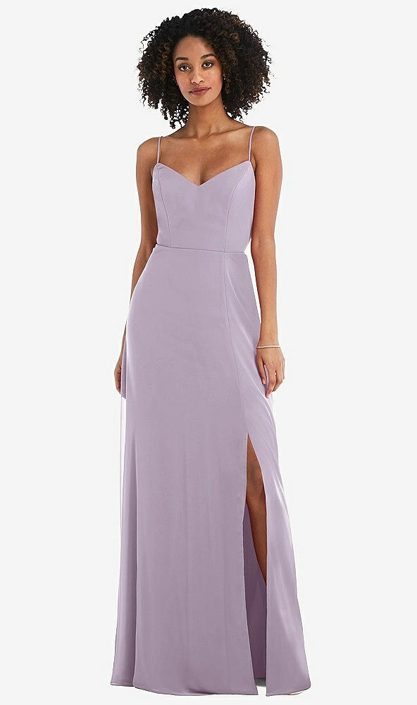 Front View - Lilac Haze Tie-Back Cutout Maxi Dress with Front Slit