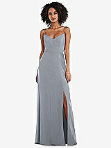 Front View Thumbnail - Platinum Tie-Back Cutout Maxi Dress with Front Slit