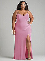 Alt View 1 Thumbnail - Powder Pink Tie-Back Cutout Maxi Dress with Front Slit