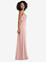 Side View Thumbnail - Rose - PANTONE Rose Quartz Tie-Back Cutout Maxi Dress with Front Slit