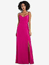 Front View Thumbnail - Think Pink Tie-Back Cutout Maxi Dress with Front Slit