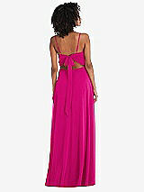 Rear View Thumbnail - Think Pink Tie-Back Cutout Maxi Dress with Front Slit