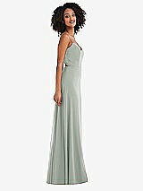 Side View Thumbnail - Willow Green Tie-Back Cutout Maxi Dress with Front Slit