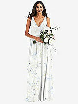 Alt View 2 Thumbnail - Bleu Garden Deep V-Neck Chiffon Maxi Dress