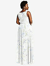 Rear View Thumbnail - Bleu Garden Deep V-Neck Chiffon Maxi Dress