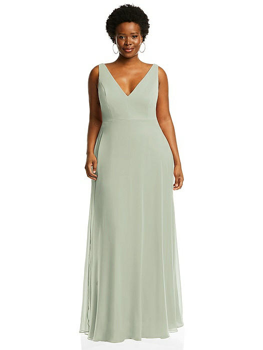 Deep V-Neck Chiffon Maxi Dress