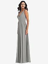 Alt View 4 Thumbnail - Chelsea Gray Deep V-Neck Chiffon Maxi Dress