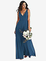 Alt View 1 Thumbnail - Dusk Blue Deep V-Neck Chiffon Maxi Dress