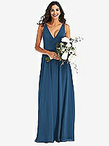 Alt View 2 Thumbnail - Dusk Blue Deep V-Neck Chiffon Maxi Dress