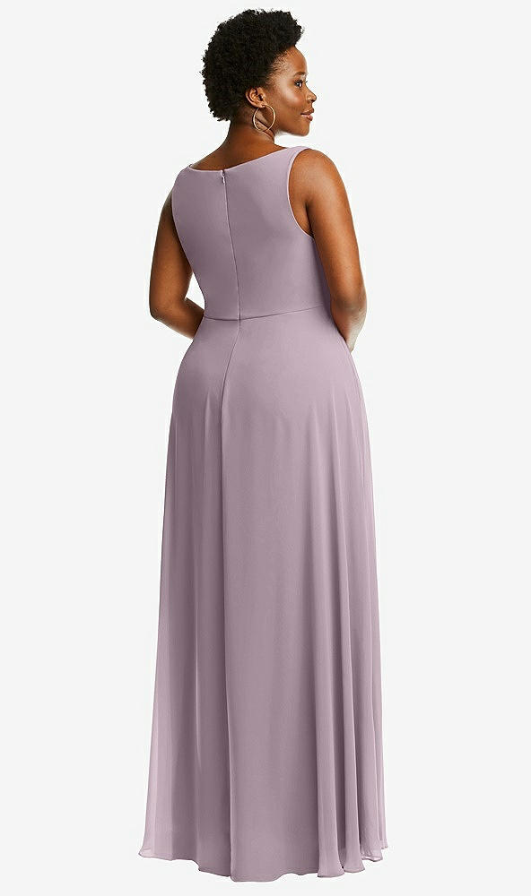 Back View - Lilac Dusk Deep V-Neck Chiffon Maxi Dress