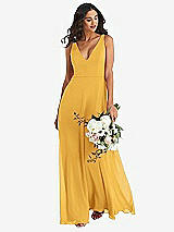 Alt View 1 Thumbnail - NYC Yellow Deep V-Neck Chiffon Maxi Dress