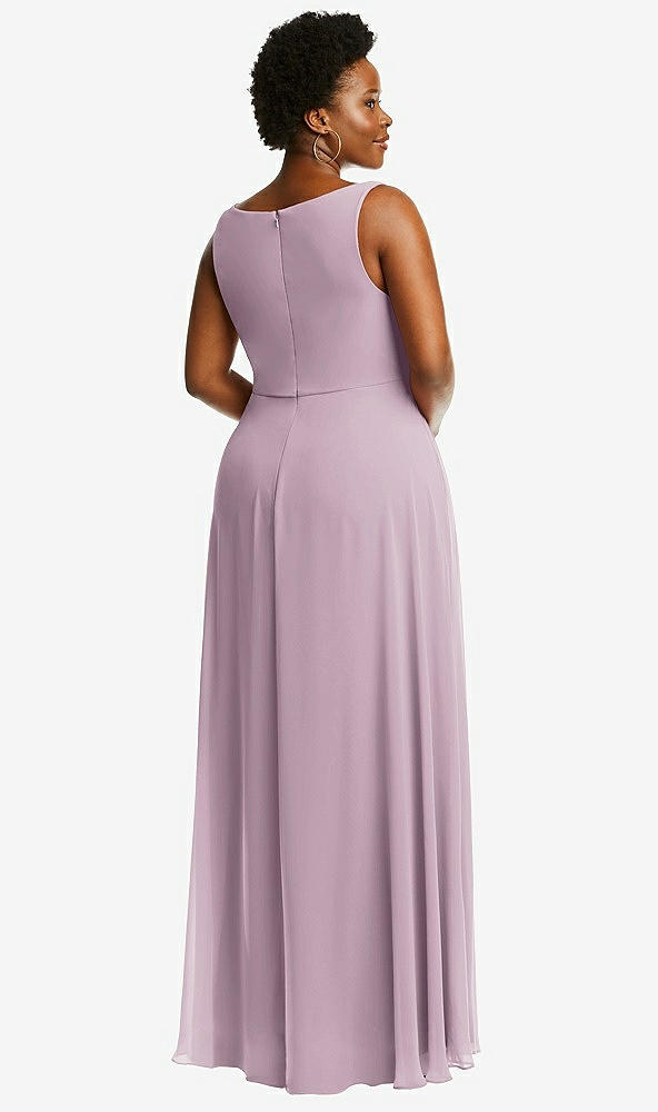 Back View - Suede Rose Deep V-Neck Chiffon Maxi Dress