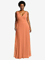 Front View Thumbnail - Sweet Melon Deep V-Neck Chiffon Maxi Dress