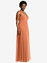 Side View Thumbnail - Sweet Melon Deep V-Neck Chiffon Maxi Dress