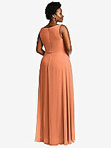 Rear View Thumbnail - Sweet Melon Deep V-Neck Chiffon Maxi Dress