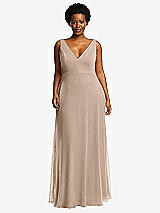 Front View Thumbnail - Topaz Deep V-Neck Chiffon Maxi Dress