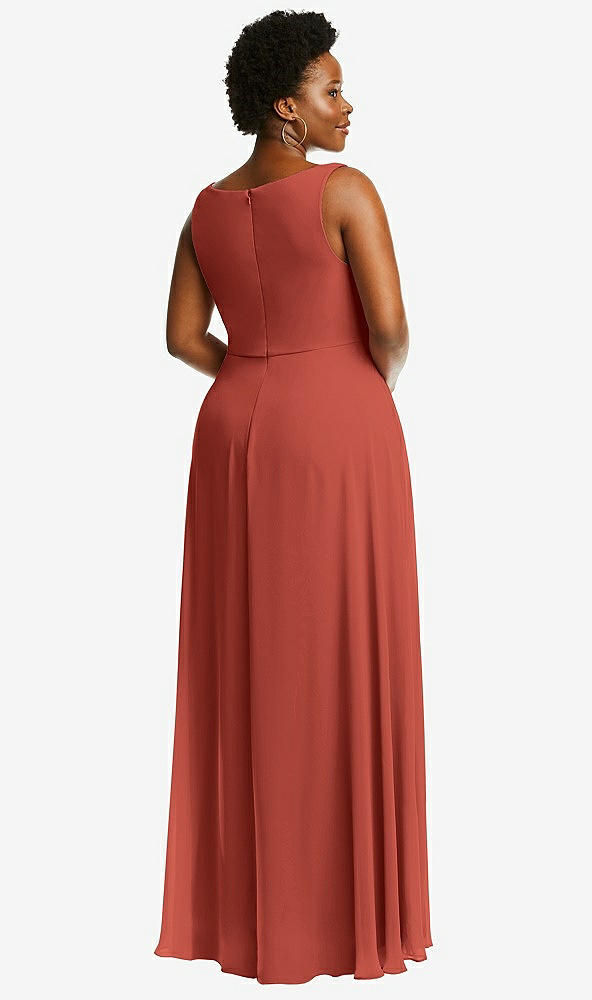 Back View - Amber Sunset Deep V-Neck Chiffon Maxi Dress