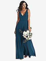 Alt View 1 Thumbnail - Atlantic Blue Deep V-Neck Chiffon Maxi Dress